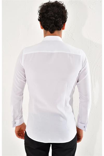 GK 583 Slim Fit Beyaz Klasik Gömlek