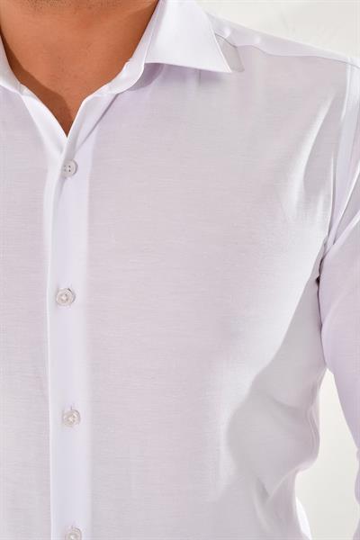 GK 583 Slim Fit Beyaz Klasik Gömlek