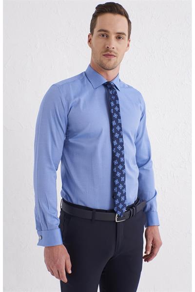GK 583 Slim Fit Mavi Klasik Gömlek