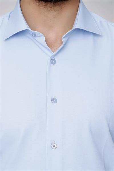 Gk 604 Slim Fit Pamuk Saten Klasik Açık Mavi Gömlek 