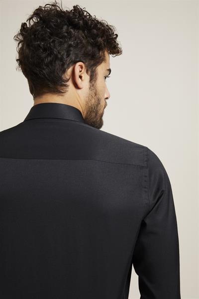 Gk 604 Slim Fit Pamuk Saten Klasik Siyah Gömlek 