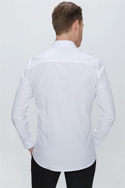 GK 663 Slim Fit Beyaz Klasik Gömlek