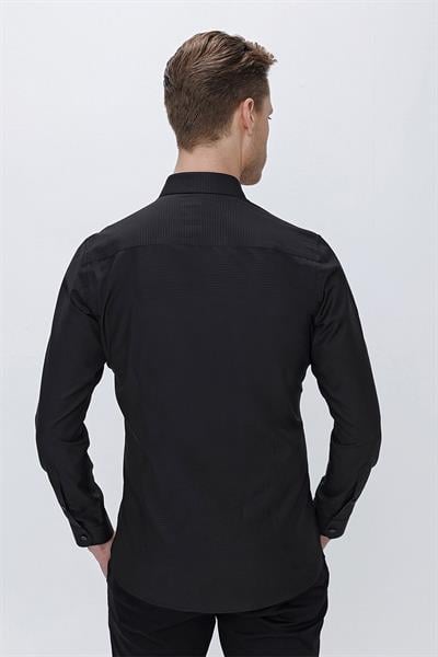 GK 663 Slim Fit Siyah Klasik Gömlek