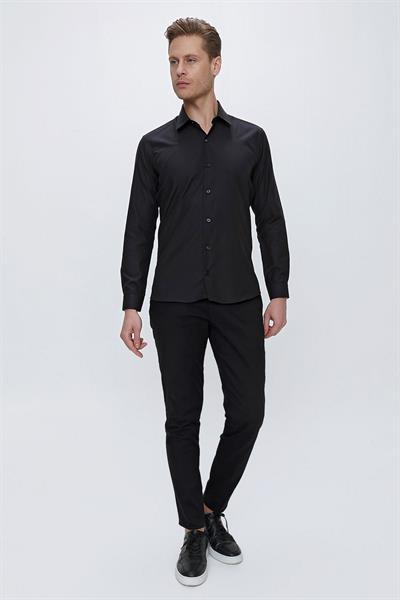GK 663 Slim Fit Siyah Klasik Gömlek