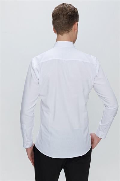 GK 664 Slim Fit Beyaz Klasik Gömlek