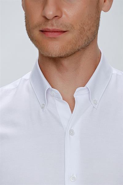 GK 664 Slim Fit Beyaz Klasik Gömlek