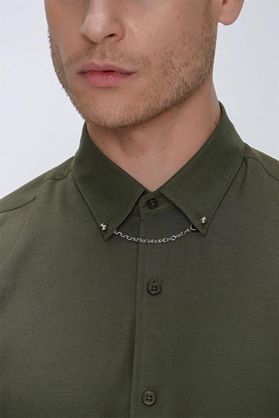 GK 664 Slim Fit Nefti Klasik Gömlek