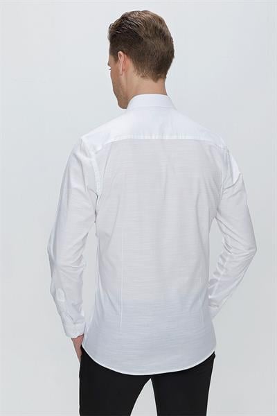 GK 665 Slim Fit Beyaz Klasik Gömlek