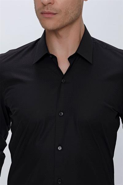GK 665 Slim Fit Siyah Klasik Gömlek