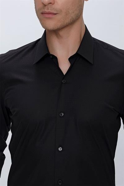 GK 665 Slim Fit Siyah Klasik Gömlek