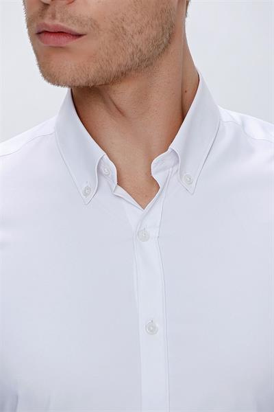 GK 666 Slim Fit Beyaz Klasik Gömlek