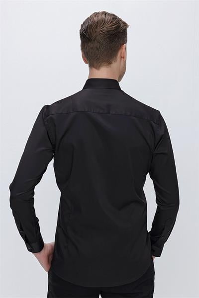 GK 666 Slim Fit Siyah Klasik Gömlek