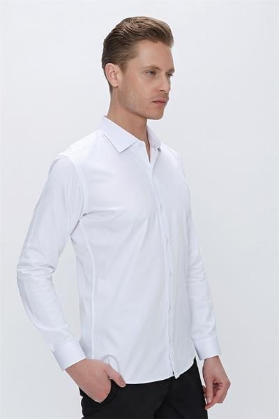 GK 669 Slim Fit Beyaz Klasik Gömlek