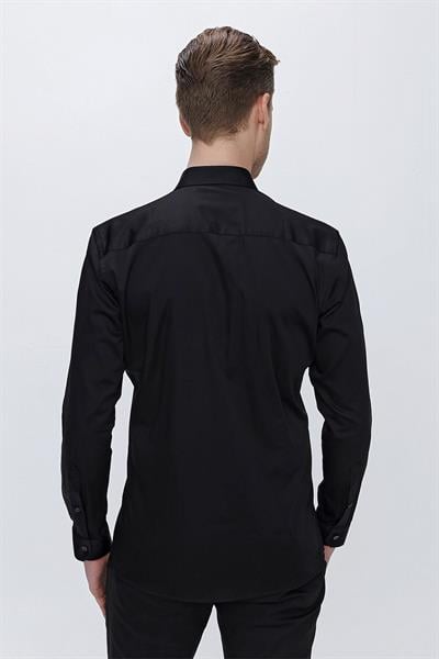 GK 669 Slim Fit Siyah Klasik Gömlek