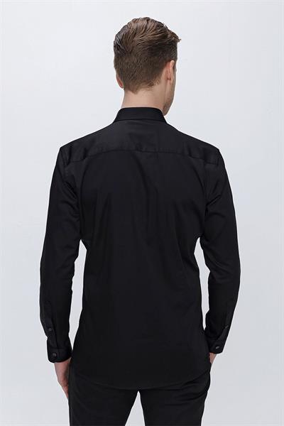 GK 669 Slim Fit Siyah Klasik Gömlek