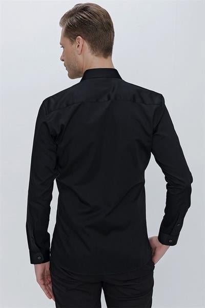 GK 669 Slim Fit Siyah Klasik Gömlek