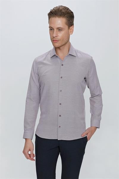 GK 672 Slim Fit Bordo Klasik Gömlek