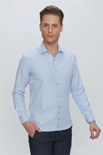 GK 672 Slim Fit Mavi Klasik Gömlek