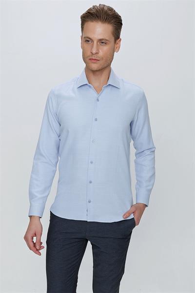 GK 672 Slim Fit Mavi Klasik Gömlek