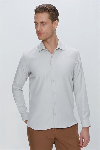 GK 672 Slim Fit Taş Klasik Gömlek