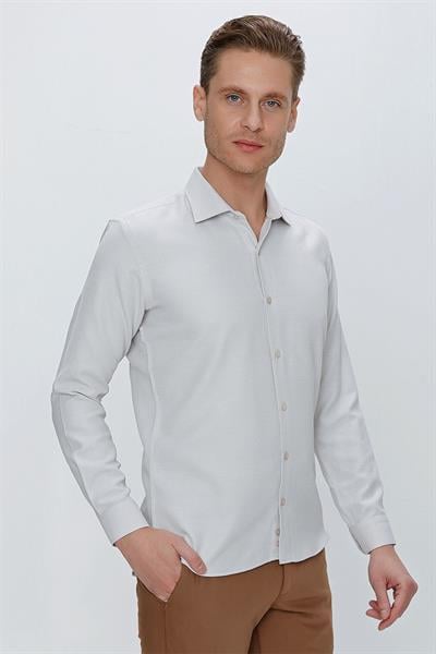 GK 672 Slim Fit Taş Klasik Gömlek