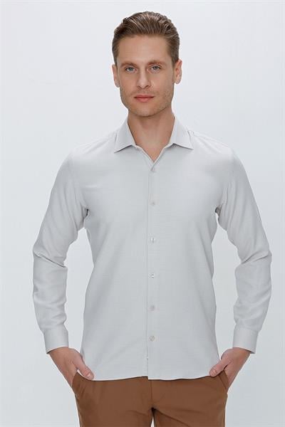 GK 672 Slim Fit Taş Klasik Gömlek