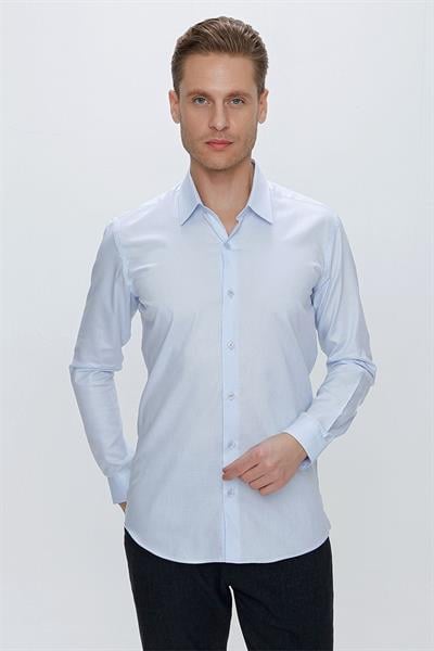 GK 674 Slim Fit Açık Mavi Klasik Gömlek