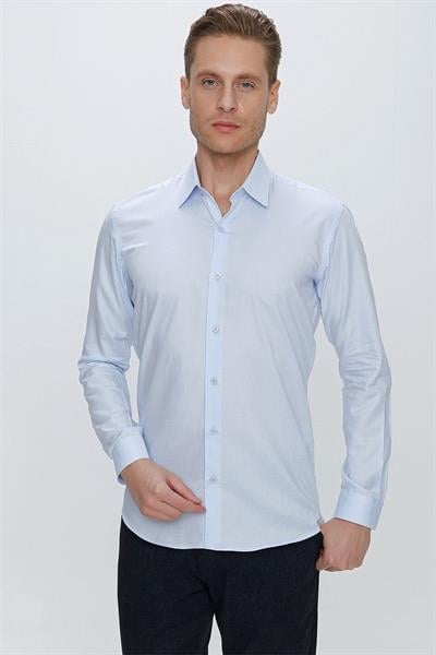 GK 674 Slim Fit Açık Mavi Klasik Gömlek