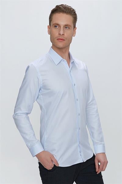 GK 674 Slim Fit Açık Mavi Klasik Gömlek