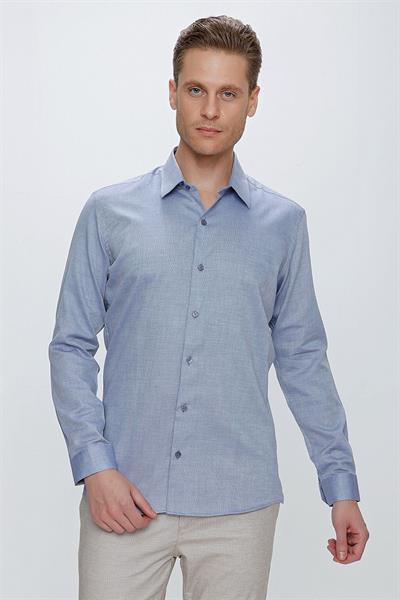 GK 674 Slim Fit Koyu Mavi Klasik Gömlek