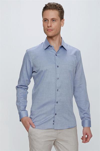 GK 674 Slim Fit Koyu Mavi Klasik Gömlek