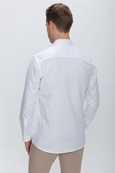 GK 675 Slim Fit Beyaz Klasik Gömlek