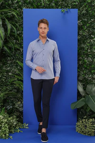 GK 680 Slim Fit Mavi Klasik Gömlek