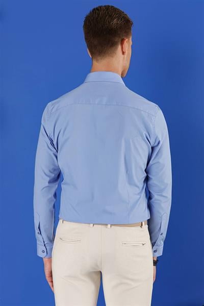 GK 683 Slim Fit Koyu Mavi Klasik Gömlek