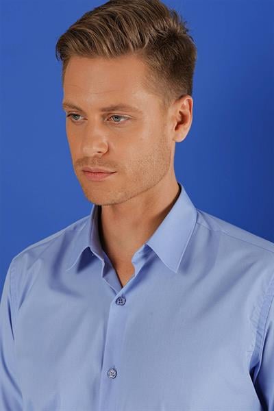 GK 683 Slim Fit Koyu Mavi Klasik Gömlek