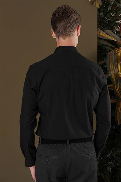 GK 691 Slim Fit Siyah Klasik Gömlek