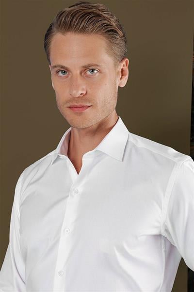 GK 705 Slim Fit Beyaz Klasik Gömlek