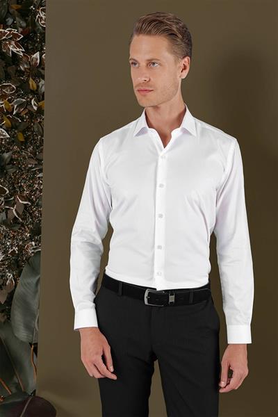 GK 705 Slim Fit Beyaz Klasik Gömlek