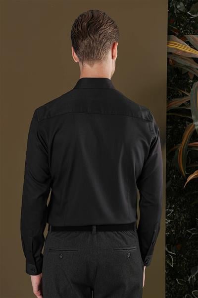 GK 706 Slim Fit Siyah Klasik Gömlek