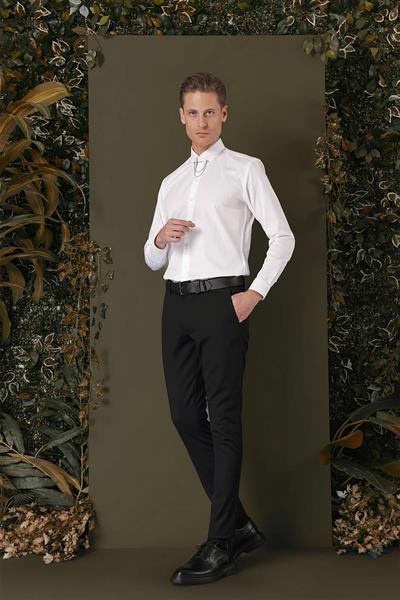 GK 707 Slim Fit Beyaz Klasik Gömlek
