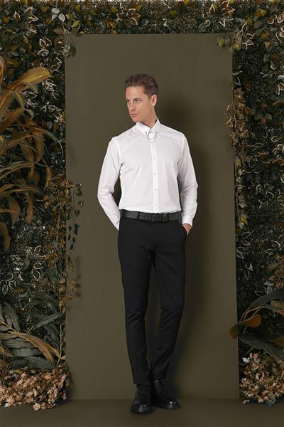 GK 707 Slim Fit Beyaz Klasik Gömlek