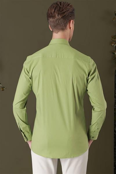 GK 709 Slim Fit Açık Yeşil Klasik Gömlek