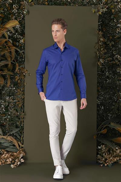 GK 709 Slim Fit Gece Mavisi Klasik Gömlek