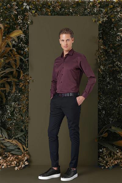 GK 709 Slim Fit Mürdüm Klasik Gömlek
