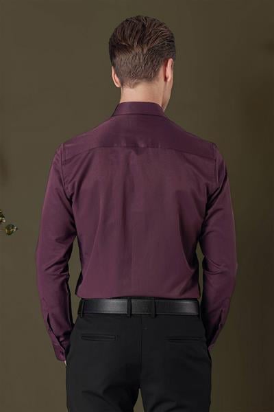 GK 709 Slim Fit Mürdüm Klasik Gömlek