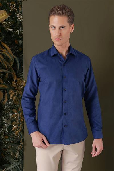 GK 709 Slim Fit Saks Klasik Gömlek