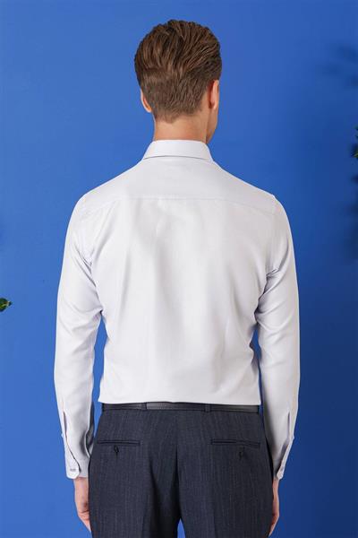 Gk 719 Slim Fit Dokulu Pamuklu Klasik Mavi Gömlek