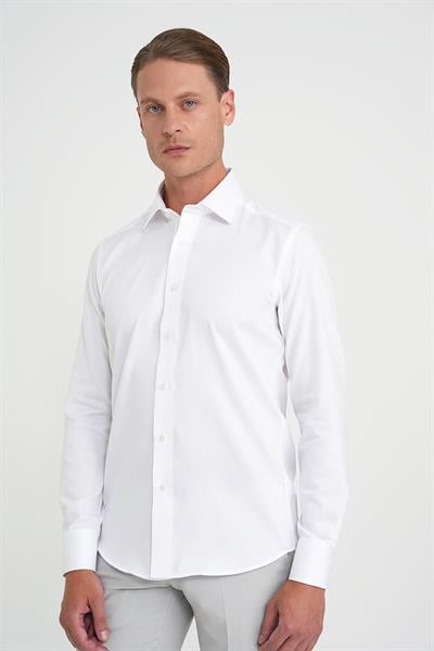 GK 744 Slim Fit Beyaz Klasik Gömlek