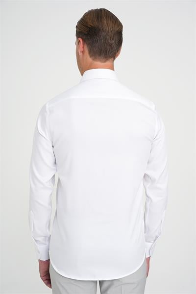 GK 744 Slim Fit Beyaz Klasik Gömlek
