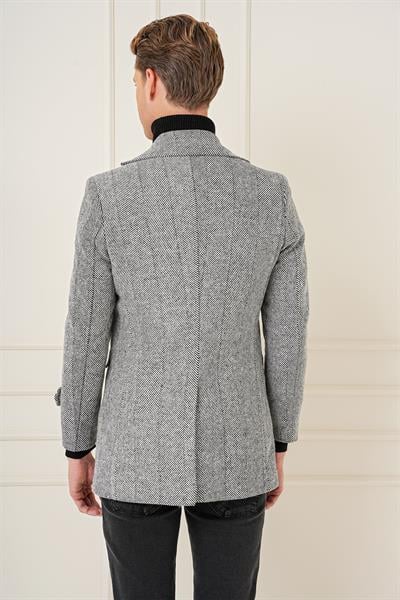 KA 082 Slim Fit Açık Gri Spor Kaban